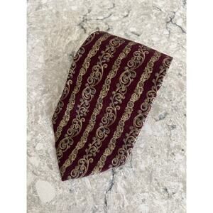 Claiborne 100% Silk Men's Neck Tie Red and Gold JL